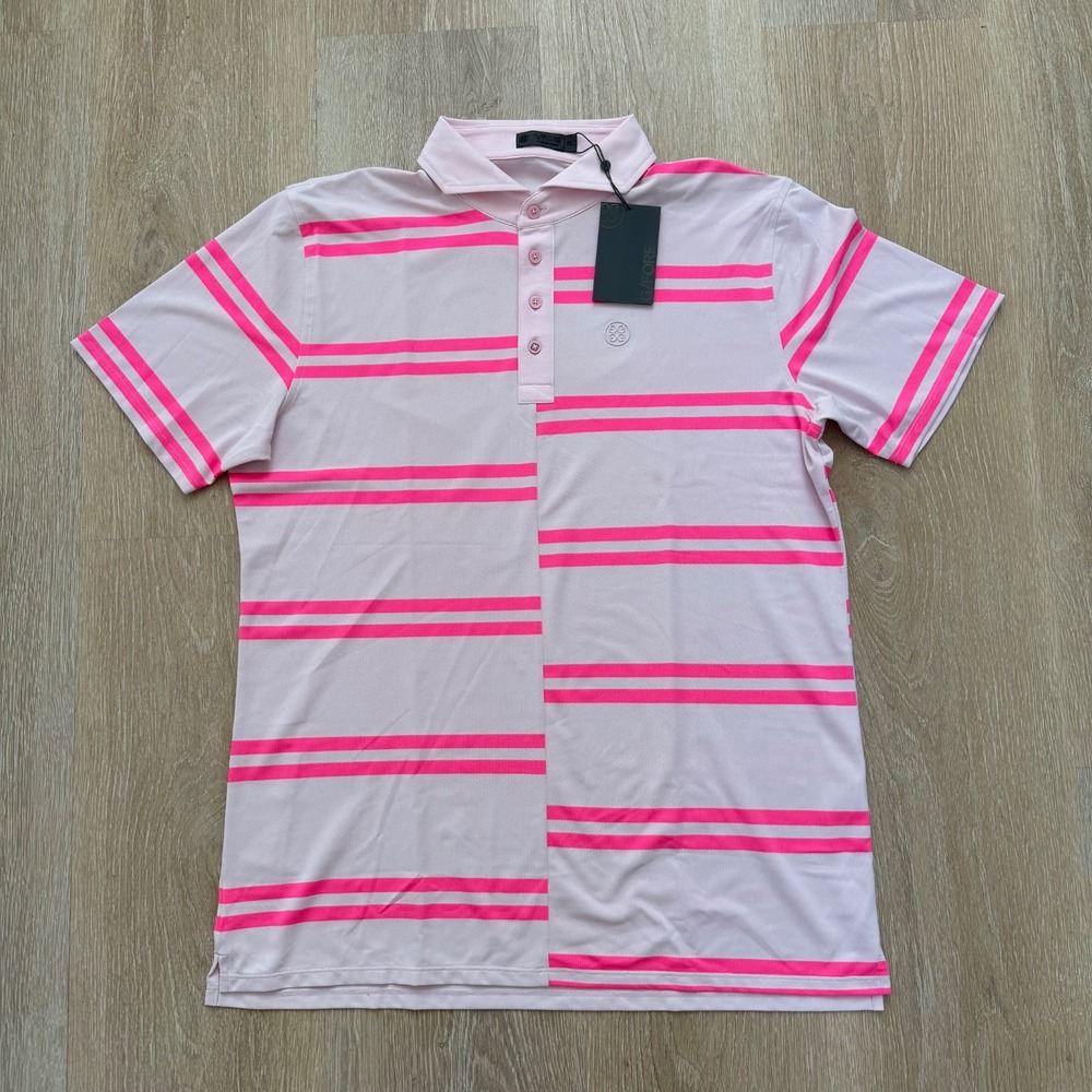 Mens G/FORE Off Double Stripe Tour‎ Golf Polo "Blush" Hot Pink Men's XL NWT